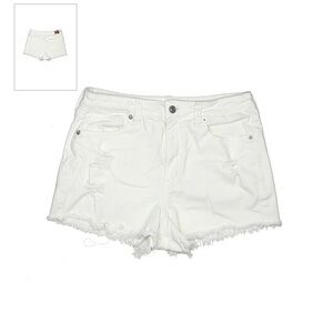 American Eagle white denim distressed Mom shorts